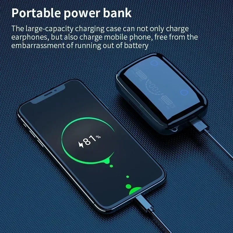 TWS Wireless Earbuds with Digital Display and Waterproof Touch Controls