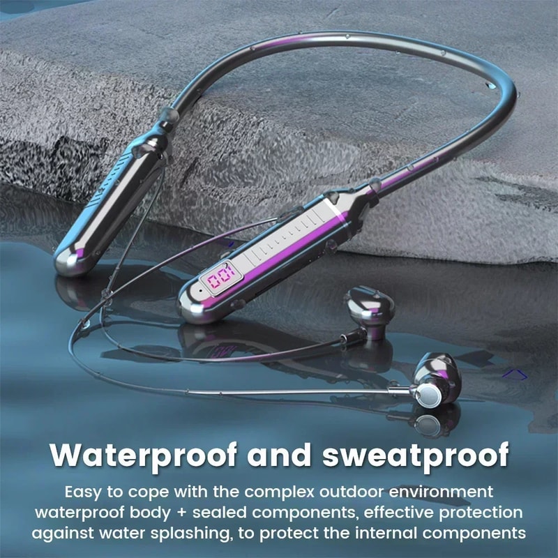 Magnetic Wireless Neckband Headphones with Bluetooth Earphones for Sports
