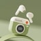 Retro Camera Wireless Earbuds Bluetooth Headphones with Stereo Sound for Sport and Daily Use