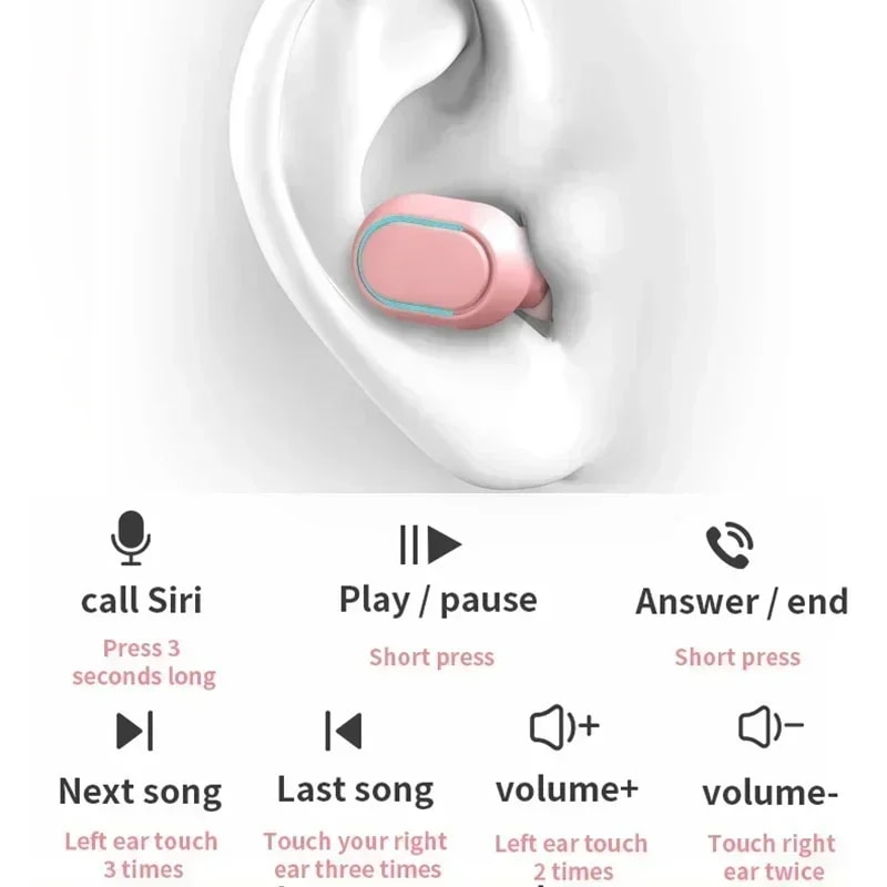 Wireless Earbuds With Mic TWS Bluetooth Headphones For HiFi Stereo Sound 5