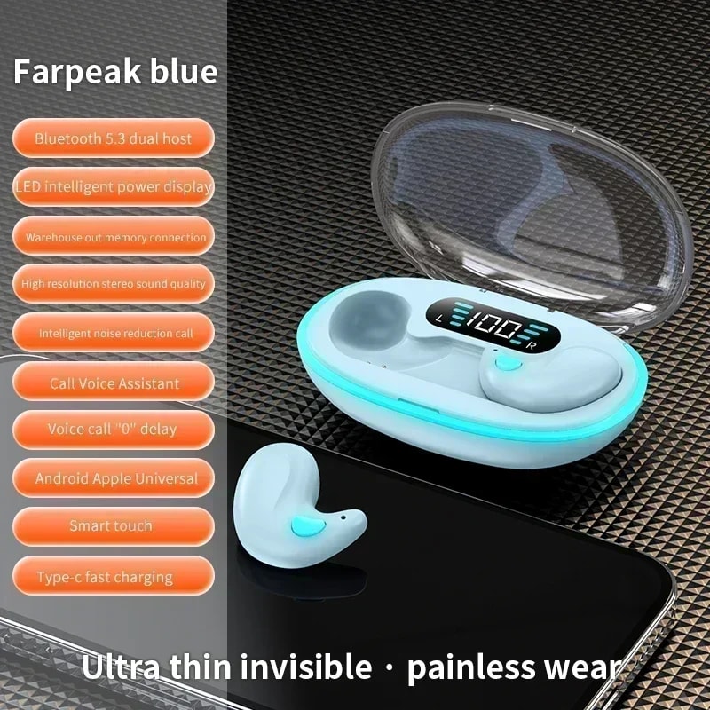 TWS Wireless Bluetooth Earbuds with Noise Reduction for Sport Sleep and Gaming