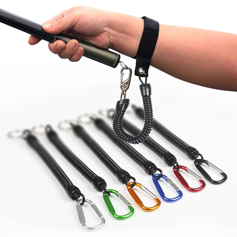 Anti Lost Fishing Lanyard Carabiner Spring Rope for Outdoor Gear