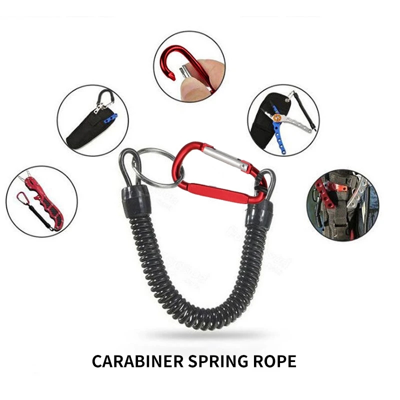 Anti Lost Fishing Lanyard Carabiner Spring Rope for Outdoor Gear