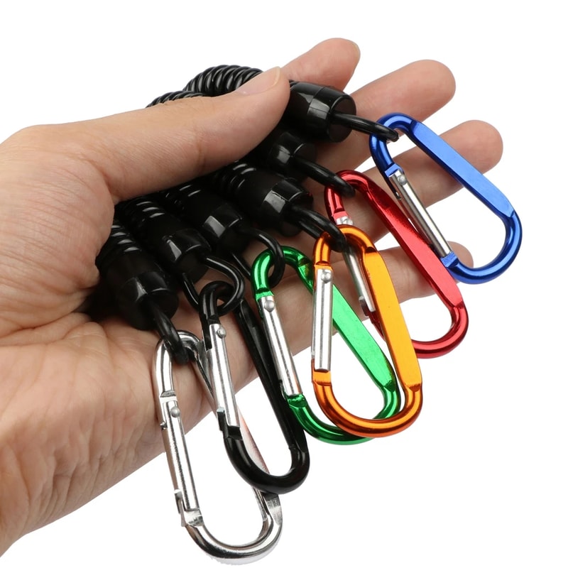 Anti Lost Fishing Lanyard Carabiner Spring Rope for Outdoor Gear