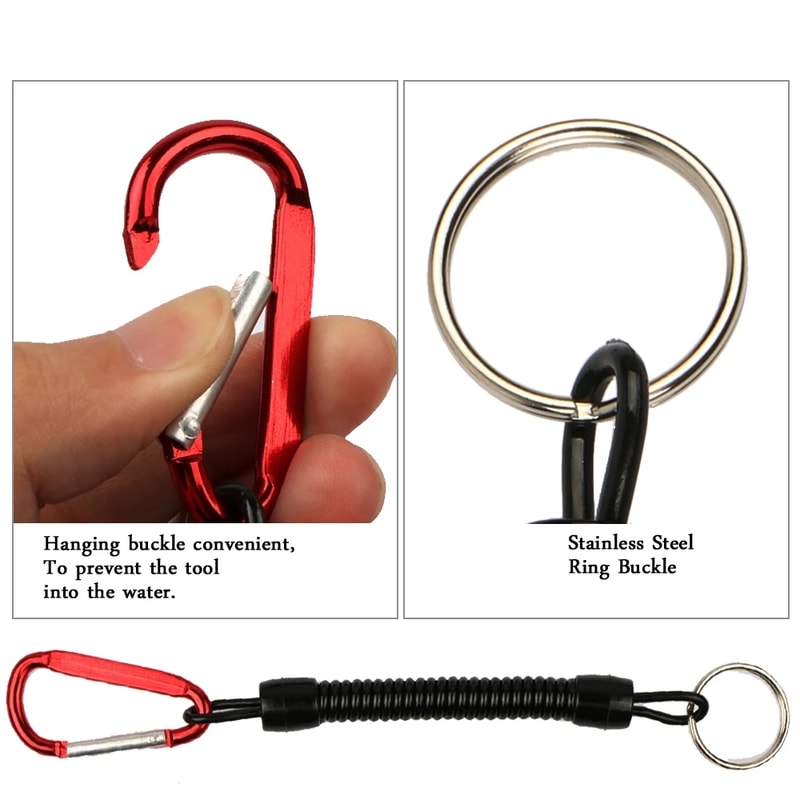 Anti Lost Fishing Lanyard Carabiner Spring Rope for Outdoor Gear