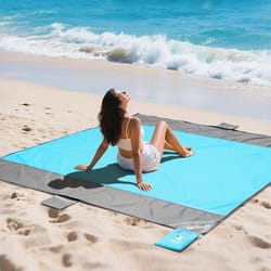 extra large sandproof waterproof beach blanket with zipper pockets