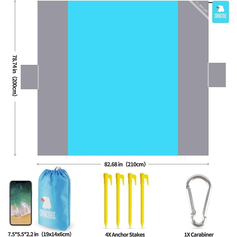 Extra Large Sandproof Waterproof Beach Blanket with Zipper Pockets
