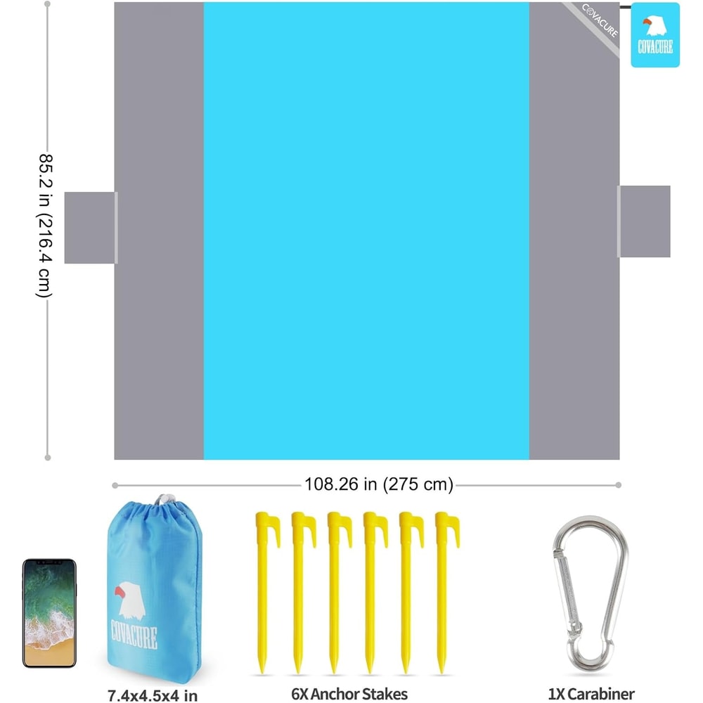 Extra Large Sandproof Waterproof Beach Blanket with Zipper Pockets