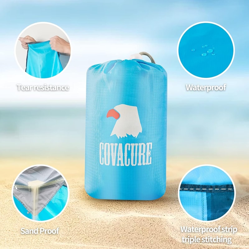 Extra Large Sandproof Waterproof Beach Blanket with Zipper Pockets