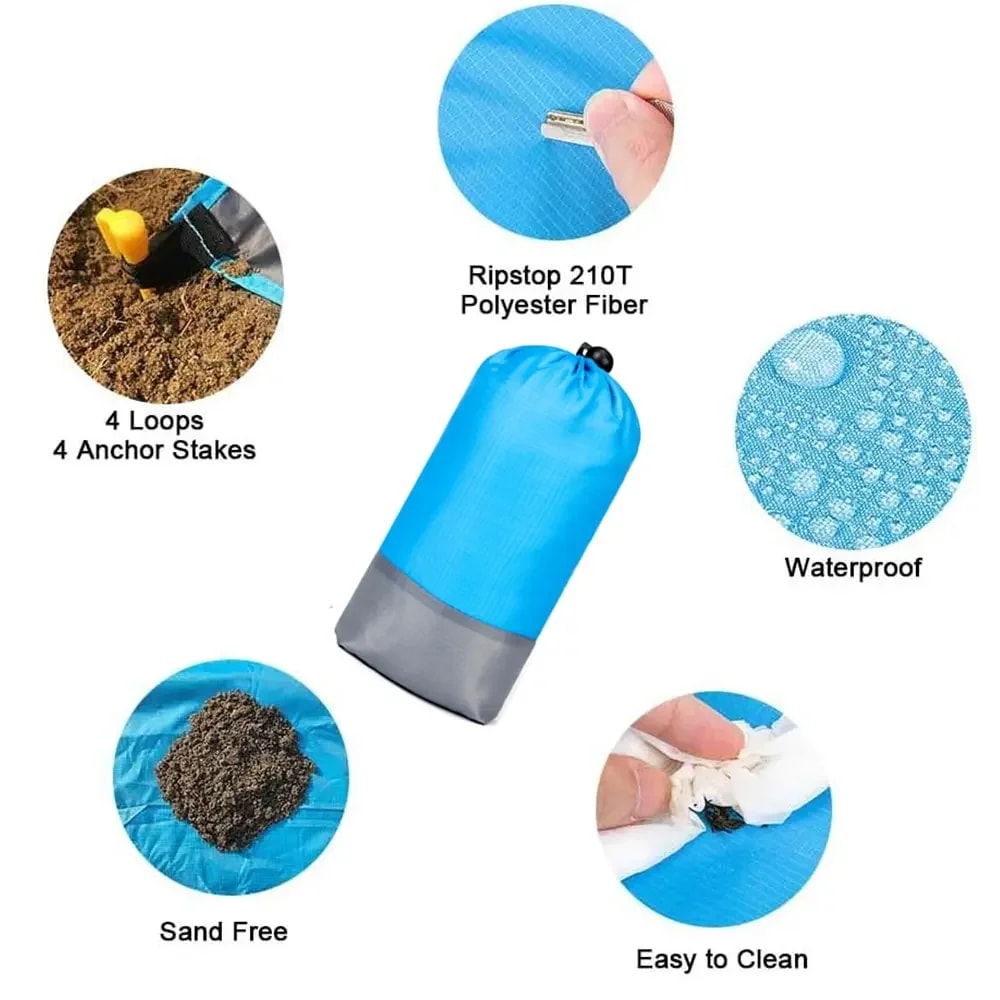 Sandproof beach blanket and Waterproof Beach Mat for Travel Picnics and Outdoor Adventures