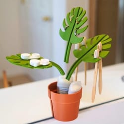 monstera mirror bathroom organizer and jewelry holder