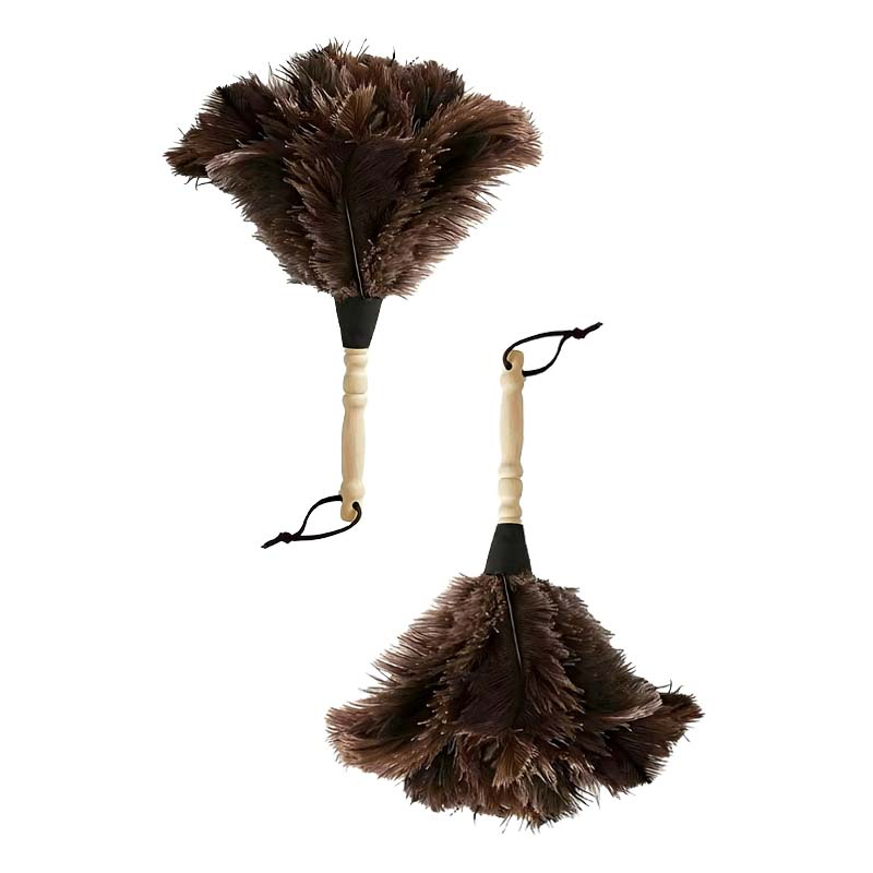 Ostrich Feather Duster With Wooden Handle Anti Static Reusable Cleaning Tool 7