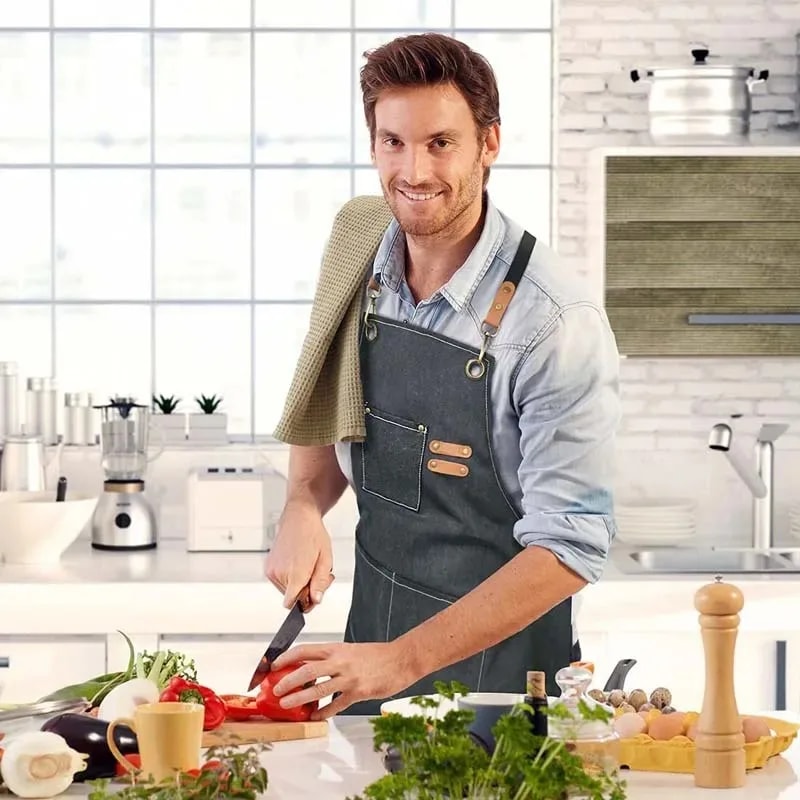 Oil Proof Canvas Apron with Pockets for Cooking BBQ and Barista Work