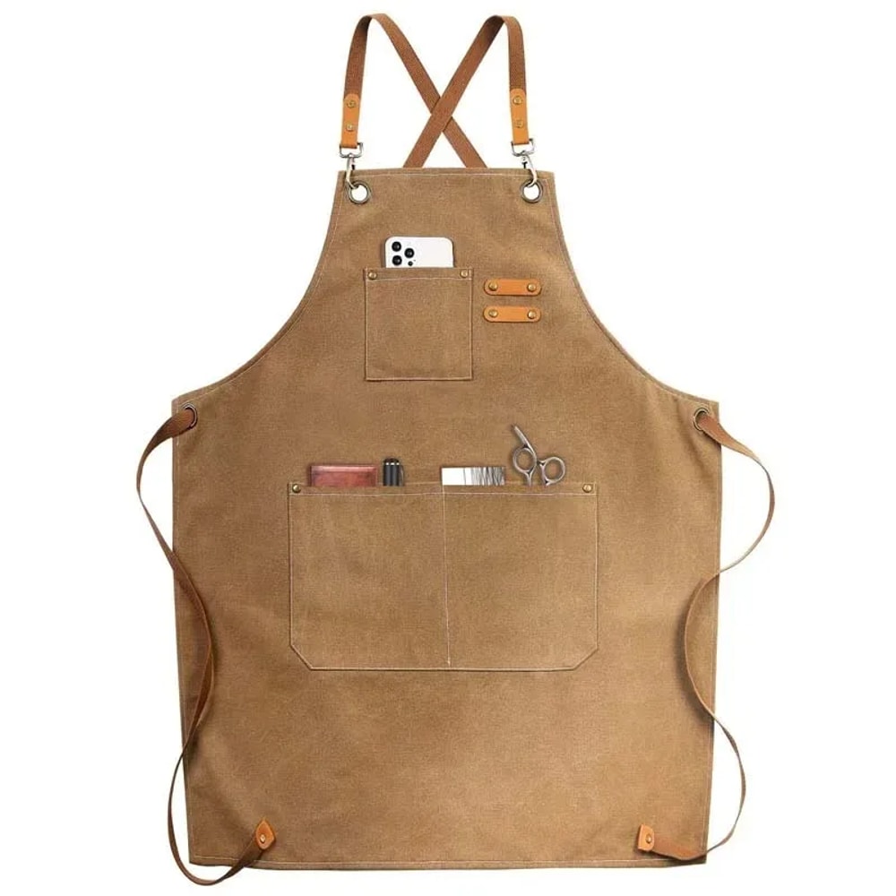 Oil Proof Canvas Apron with Pockets for Cooking BBQ and Barista Work