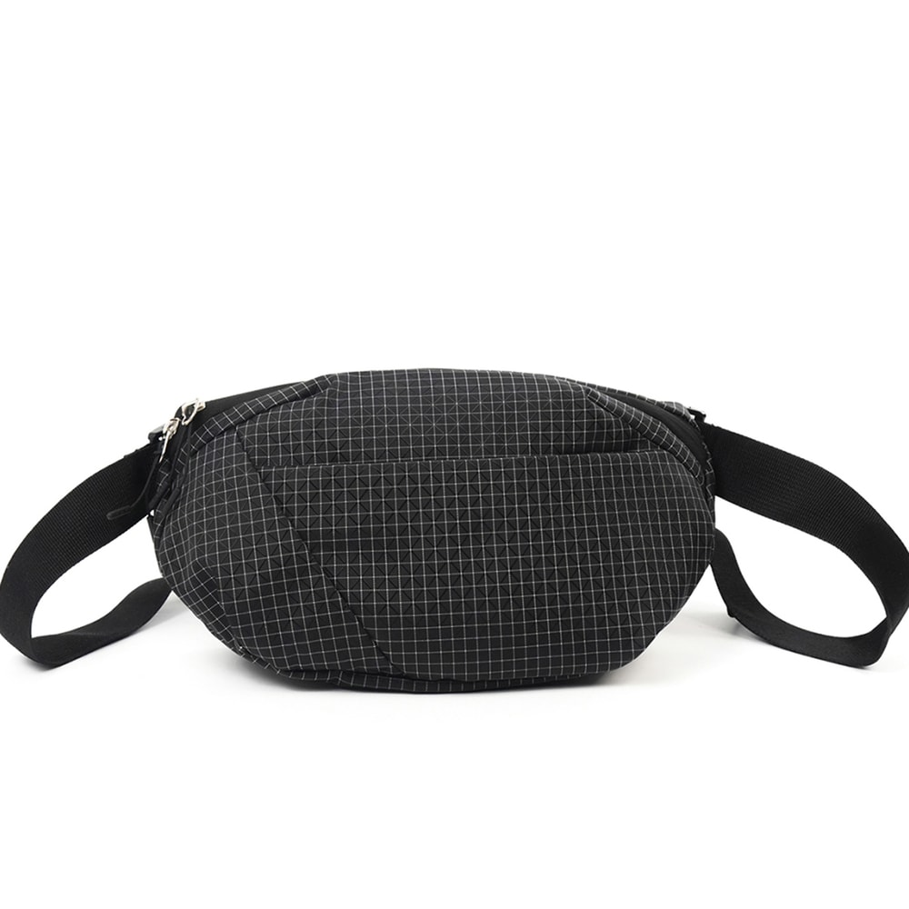 Plaid Mini Chest Bag Lightweight Nylon Phone Crossbody Bag for Travel and Cycling