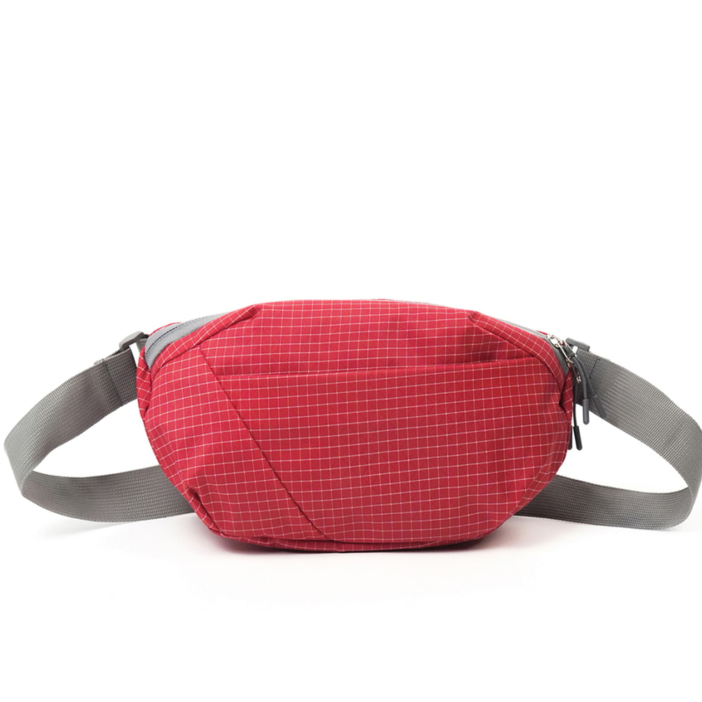 Plaid Mini Chest Bag Lightweight Nylon Phone Crossbody Bag for Travel and Cycling