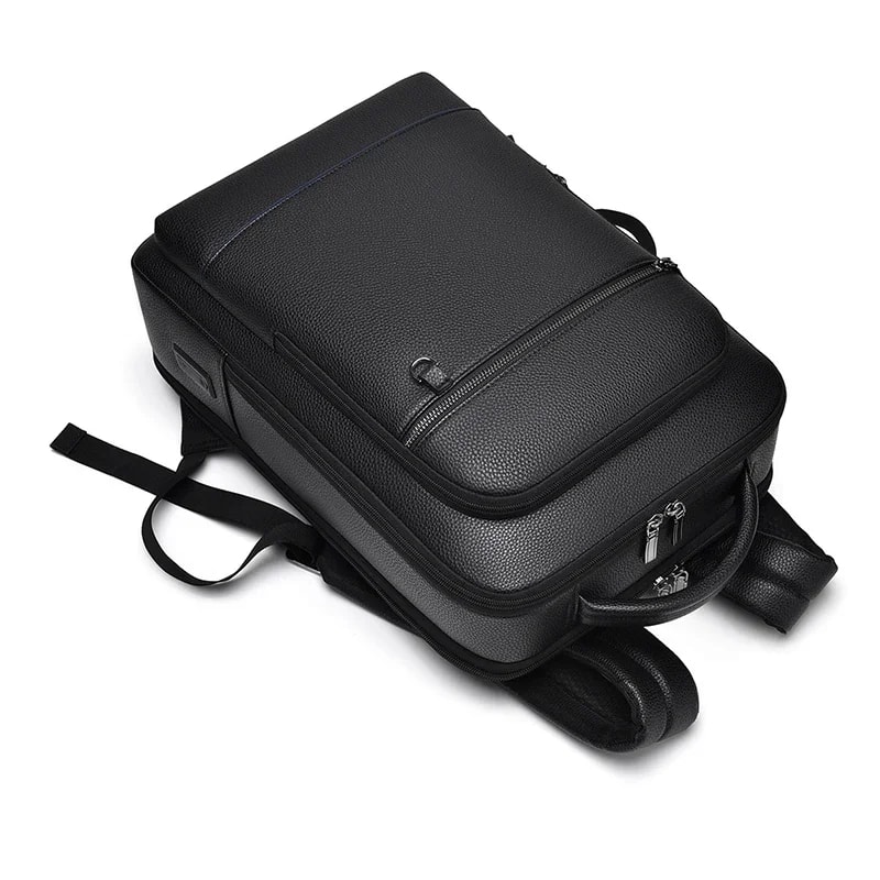 Executive PU Leather Laptop Backpack With USB Charging Port 3