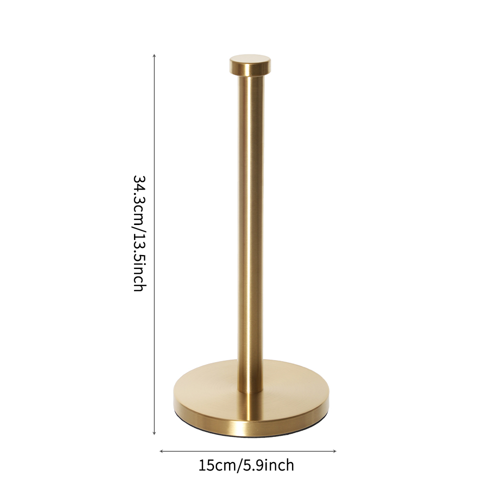 Gold Drill Free Kitchen Roll Holder Stainless Steel Paper Towel Rack