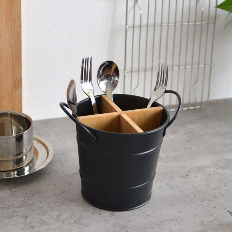 Bamboo Cutlery Organizer With Kitchen Utensil Holder Spoon Stand And Chopstick Storage 0