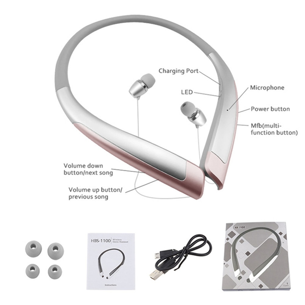 Wireless Neckband Bluetooth Earphones with Hands Free Calling