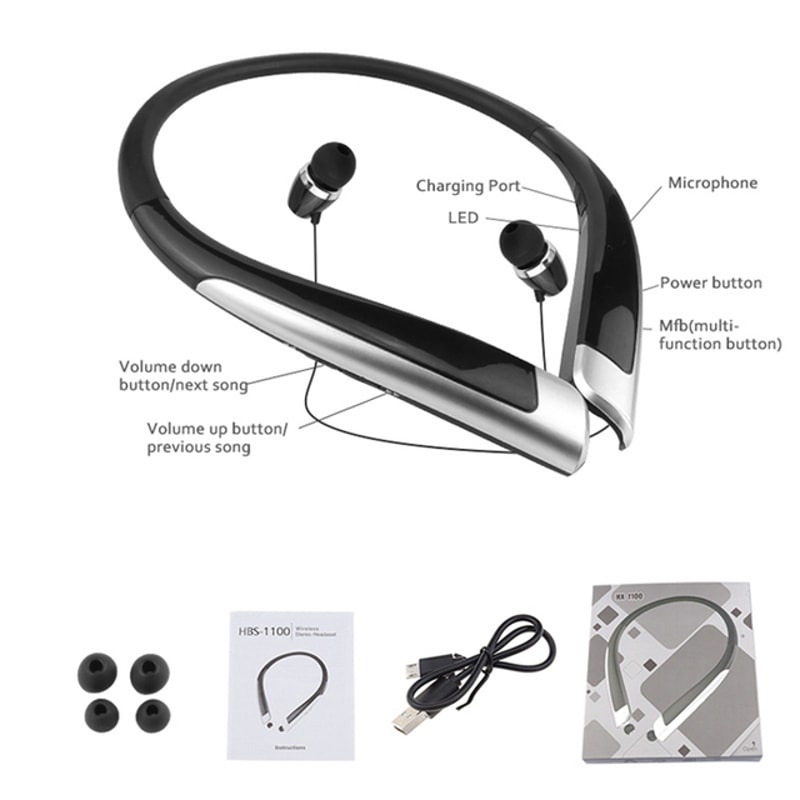 Wireless Neckband Bluetooth Earphones with Hands Free Calling