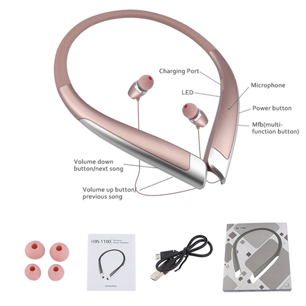 Wireless Neckband Bluetooth Earphones with Hands Free Calling