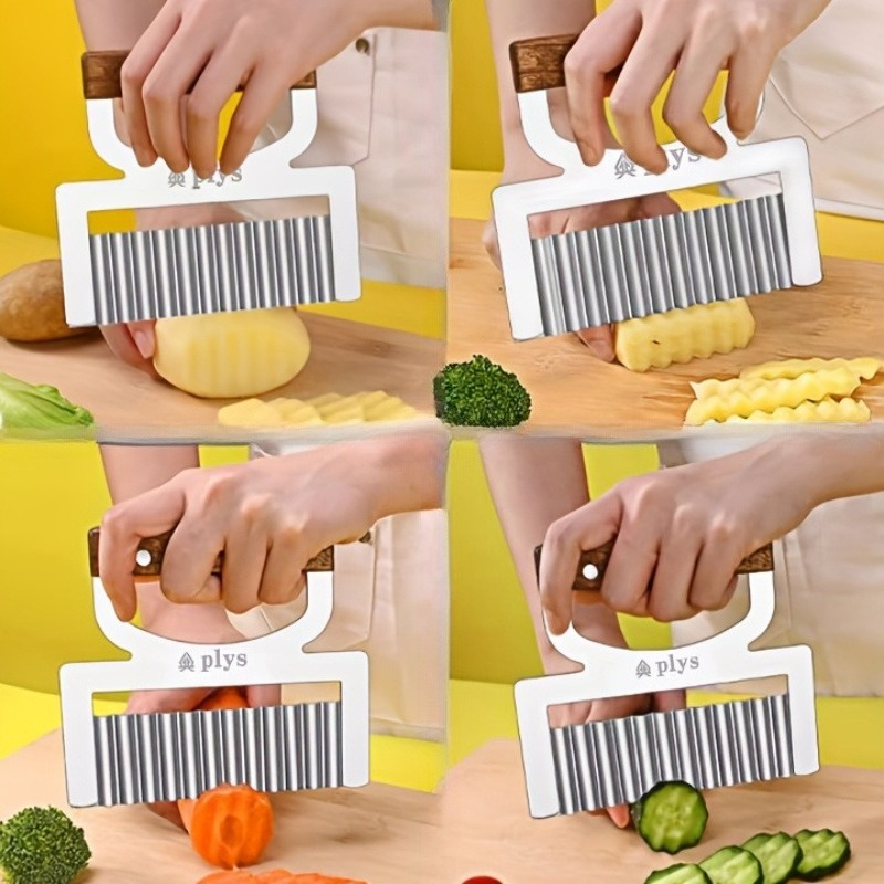 Premium Stainless Steel Potato Peeler Wavy Knife Cutter Ergonomic Fruit Vegetable Tool 1