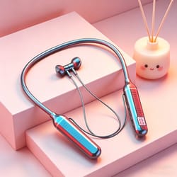 premium wireless neckband headphones with led display & mic bluetooth gaming headset earbuds