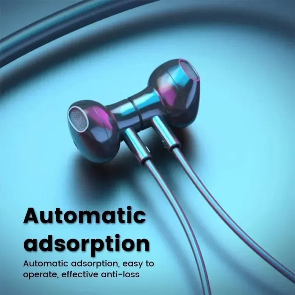 Premium Wireless Neckband Headphones with LED Display & Mic Bluetooth Gaming Headset Earbuds