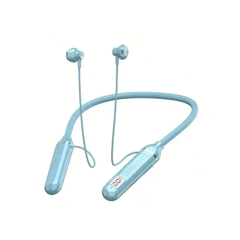 Premium Wireless Neckband Headphones with LED Display & Mic Bluetooth Gaming Headset Earbuds