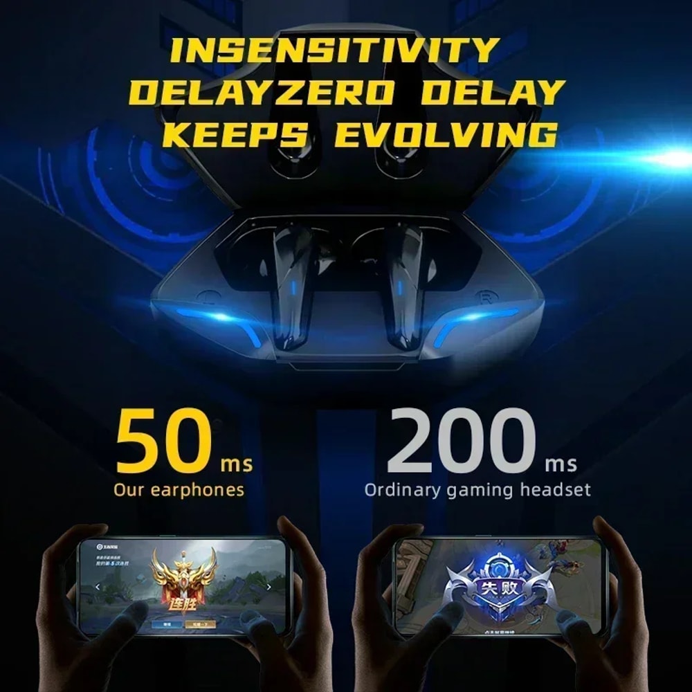 TWS Wireless Gaming Headphones with Noise Canceling Mic & Deep Bass