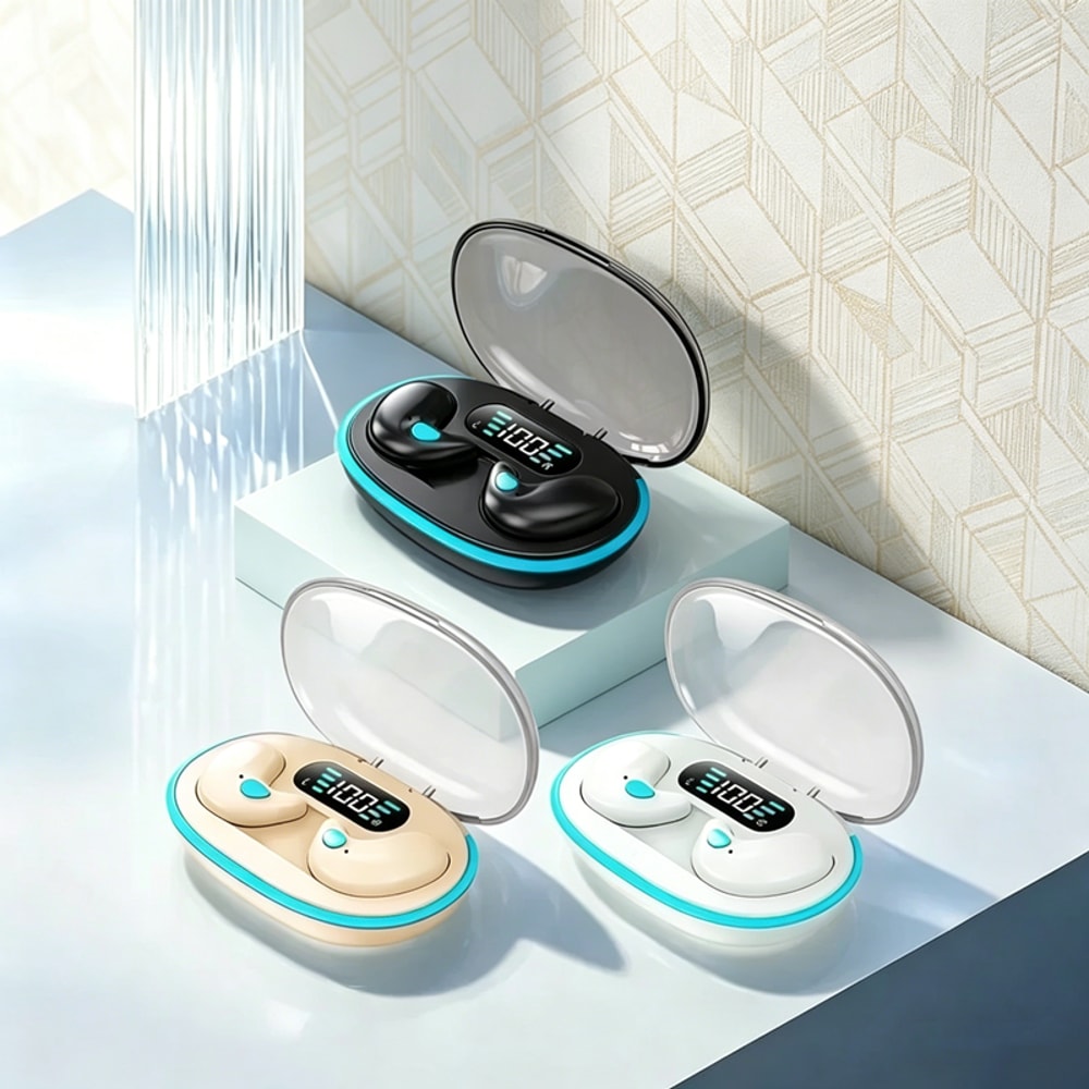 Ultra Clear Bluetooth Sleep Earbuds Mini Wireless Headphones with Mic for Calls & All Day Comfort