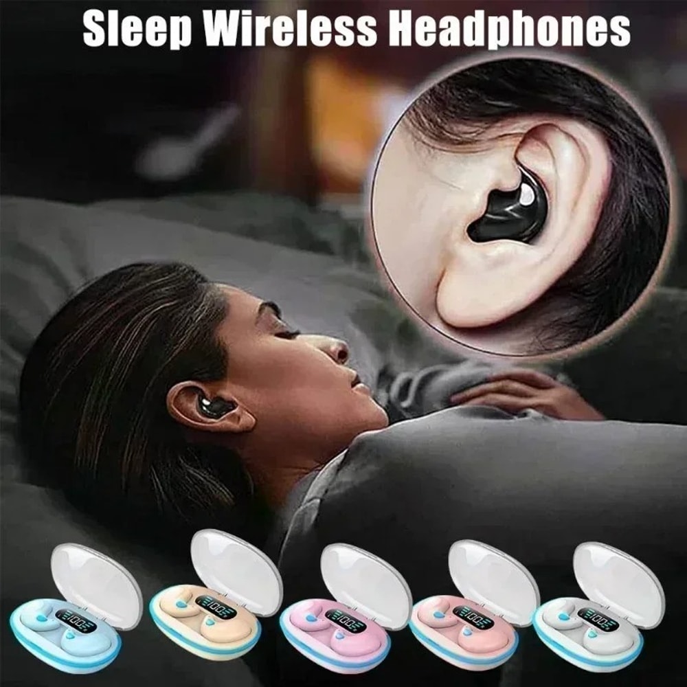 Ultra Clear Bluetooth Sleep Earbuds Mini Wireless Headphones with Mic for Calls & All Day Comfort
