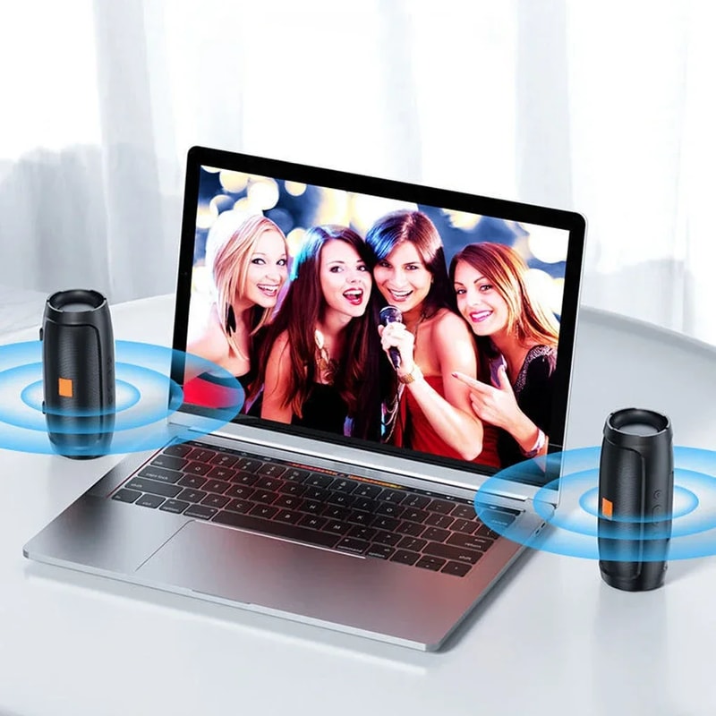 Wireless Outdoor Bluetooth Speakers with Subwoofer Waterproof Stereo Loudspeaker with FM & TF Card Support