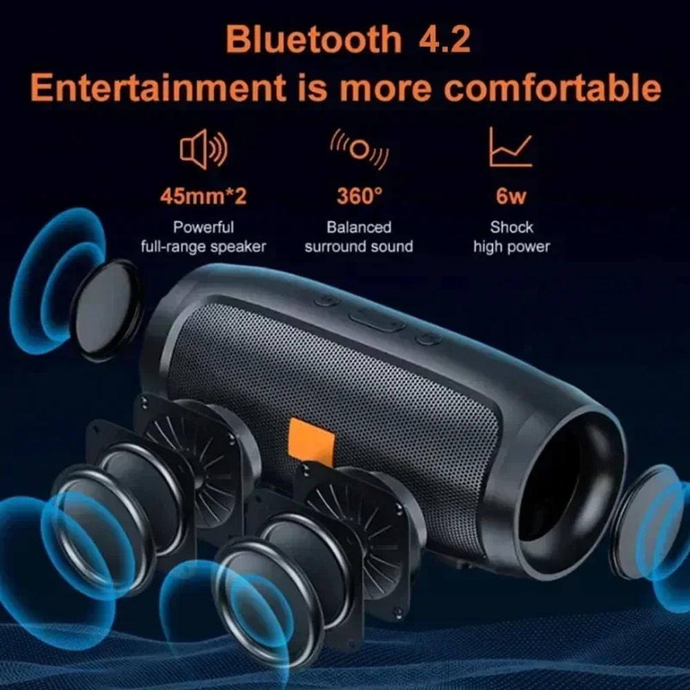 Wireless Outdoor Bluetooth Speakers with Subwoofer Waterproof Stereo Loudspeaker with FM & TF Card Support