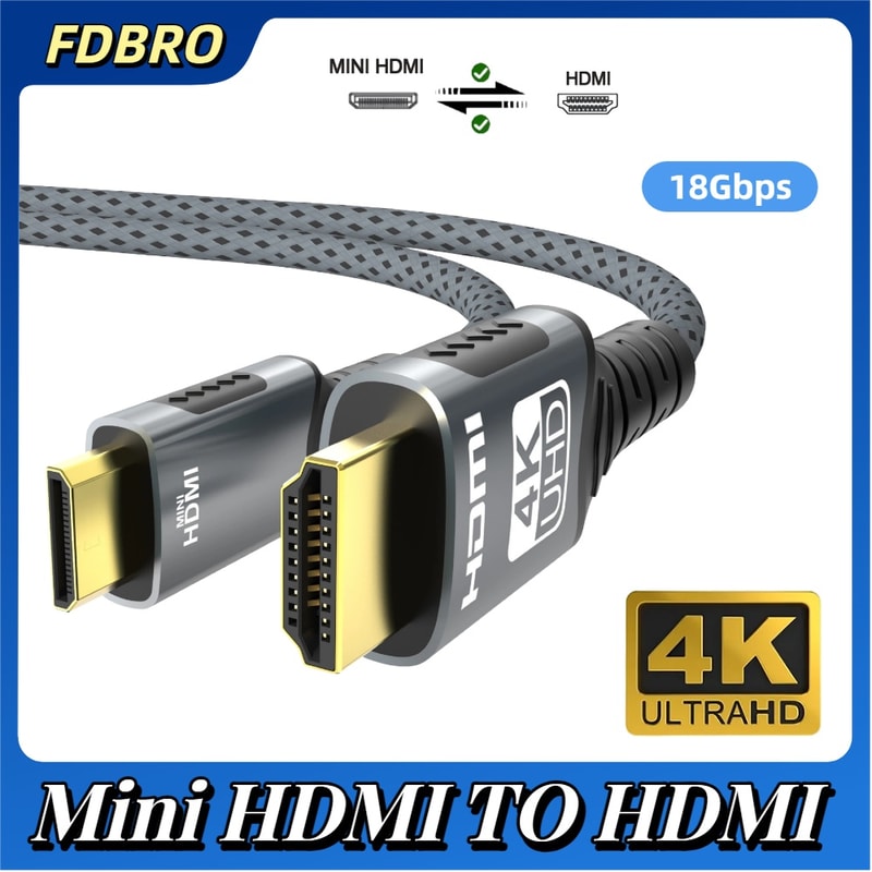Premium Mini HDMI To HDMI Cable High Speed Bi Directional HDTV Connector 0