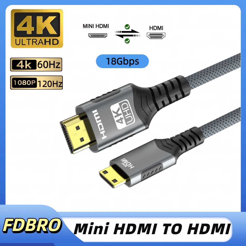 Premium Mini HDMI To HDMI Cable High Speed Bi Directional HDTV Connector 6
