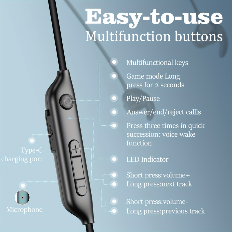 SportPro Wireless Neckband Earphones Bluetooth Sports Headphones With Clear Mic Anti Slip Controls 2
