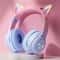Cute Cat Ear LED Bluetooth Headphones for Kids Wireless RGB Earphones with Mic