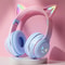 Cute Cat Ear LED Bluetooth Headphones for Kids Wireless RGB Earphones with Mic
