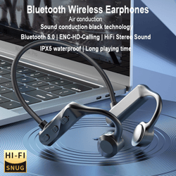 wireless bone conduction headphones hifi stereo earphones with mic for sports