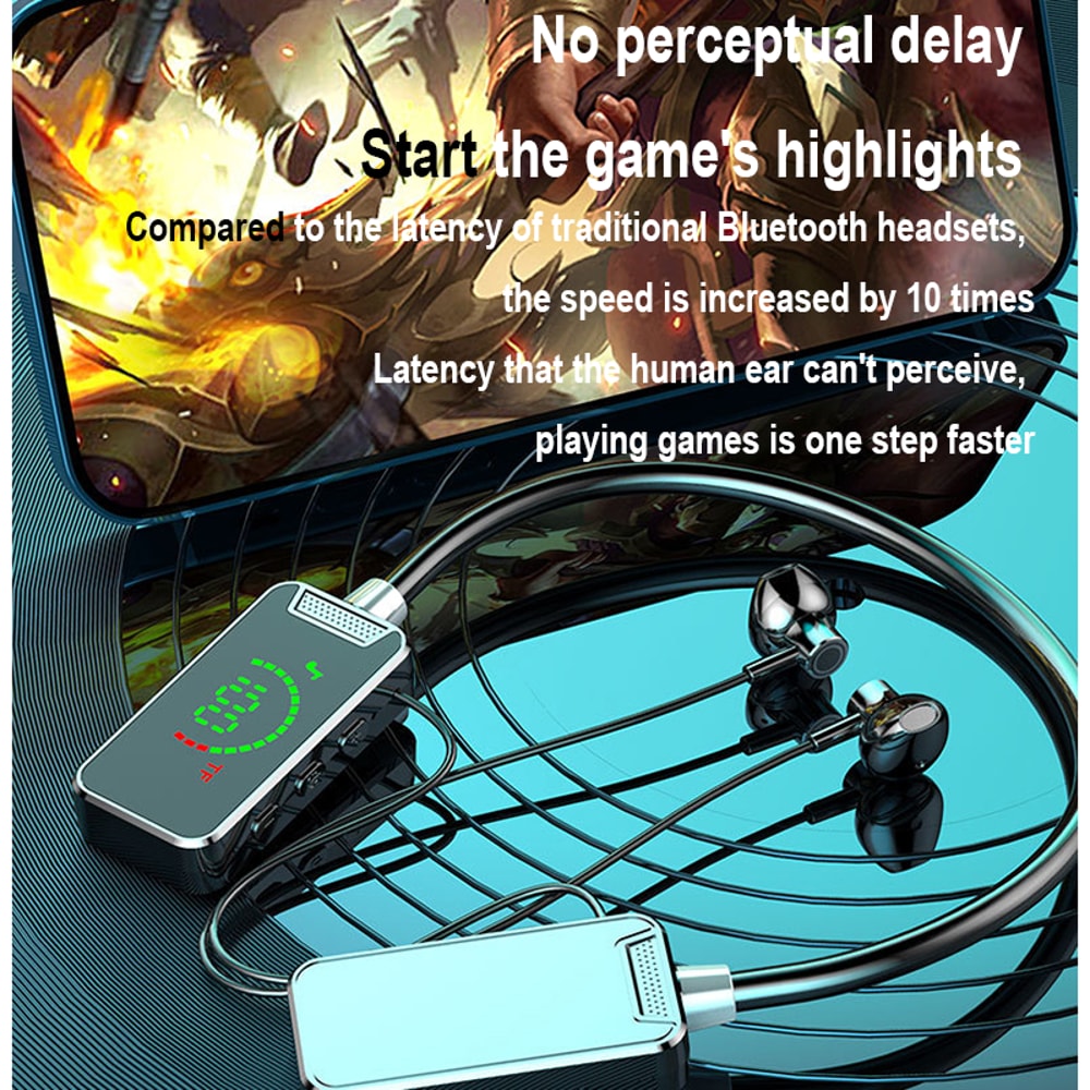 HiFi Bluetooth Headphones Wireless Neckband Earphones with LED Display & Long Battery Life