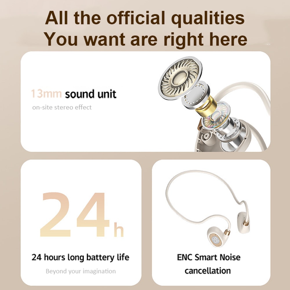 Wireless Bluetooth Ear hook Earphones with Air Conduction HiFi Stereo