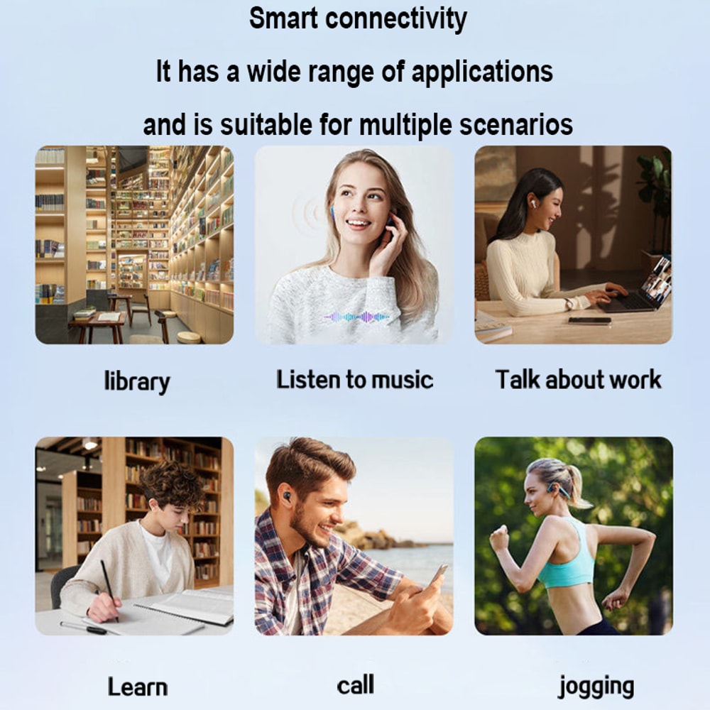 Bluetooth Wireless Sports Earphones with Mic Air Conduction Headphones for SmartPhones