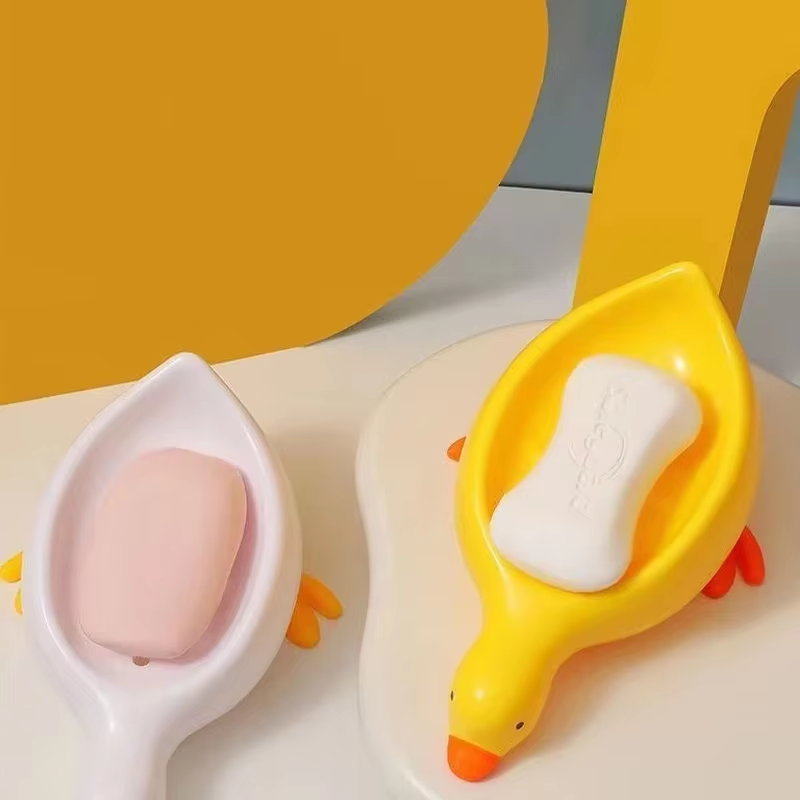Cute Duck Soap Dish Self Draining Soap Tray Bathroom Soap Holder 2