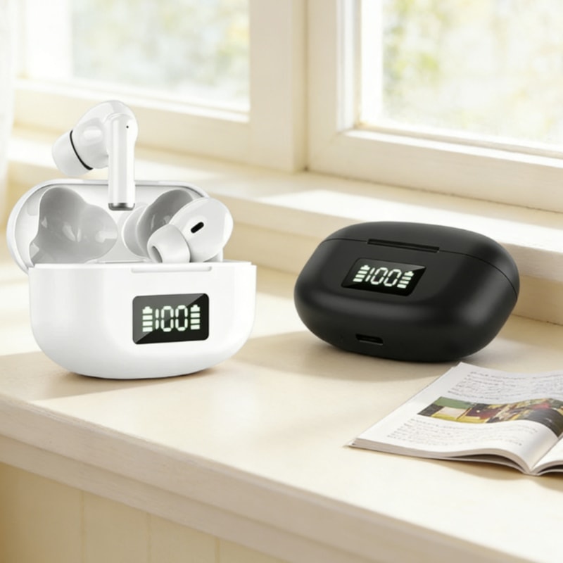 Wireless Bluetooth Noise Cancelling Earbuds with Digital Display