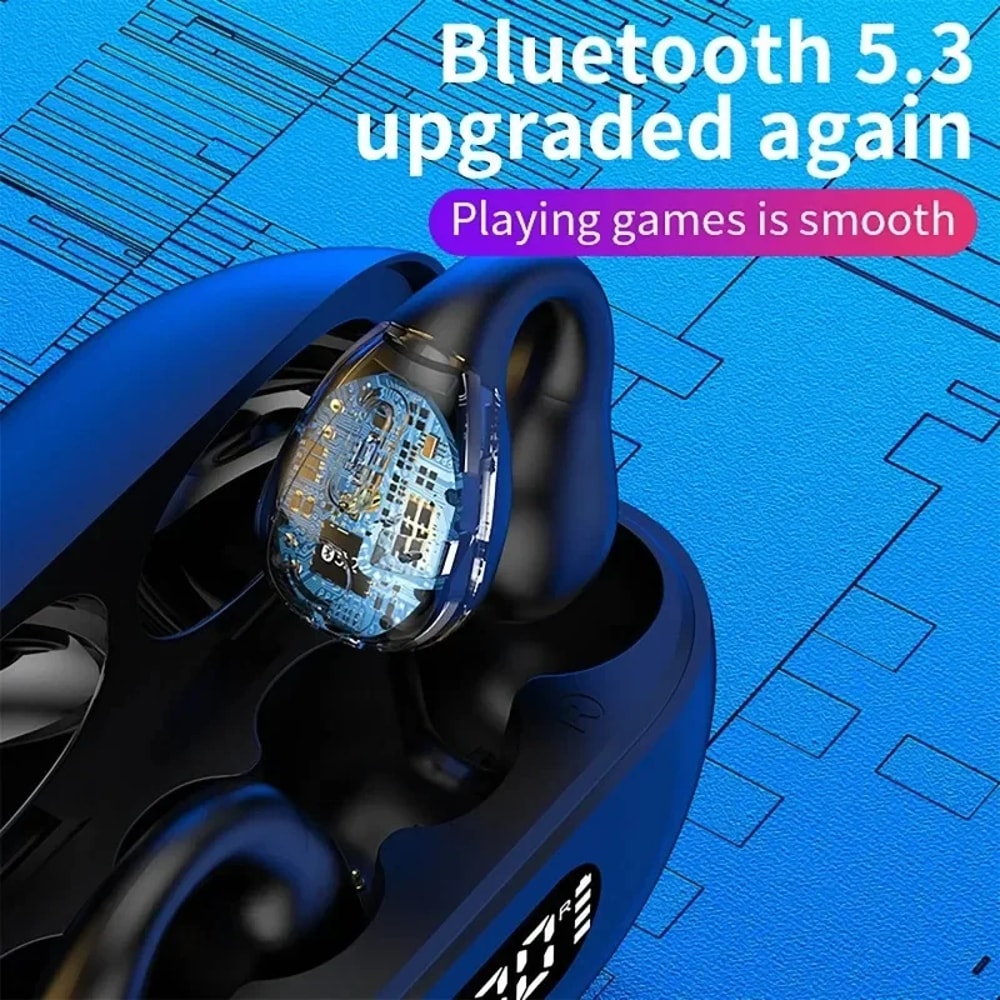 TWS Bone Conduction Wireless Earphones Touch Control LED Sports Earbuds