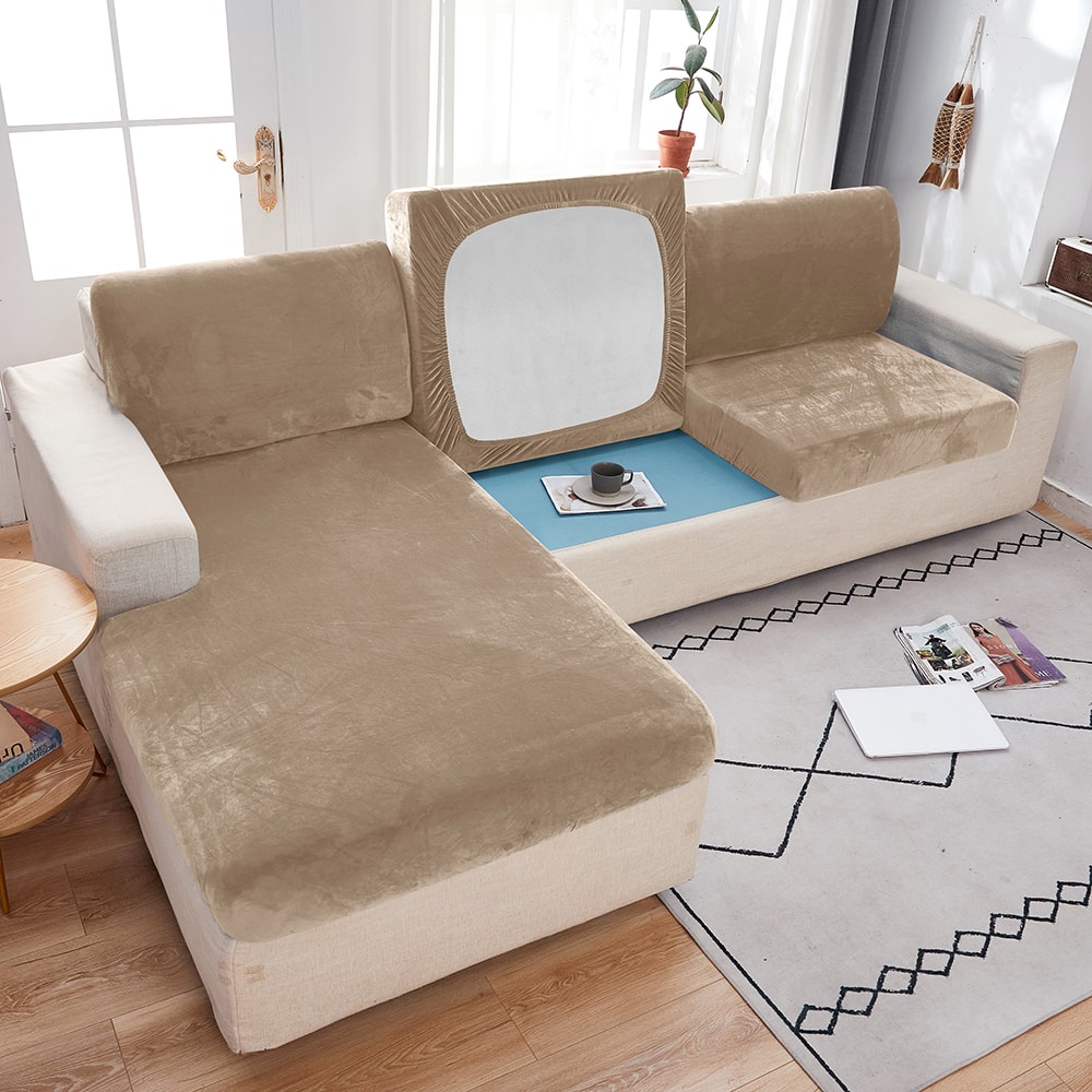 Premium Anti Slip Plush Sofa Cover Elastic Couch Protector for Living Room & Bedroom