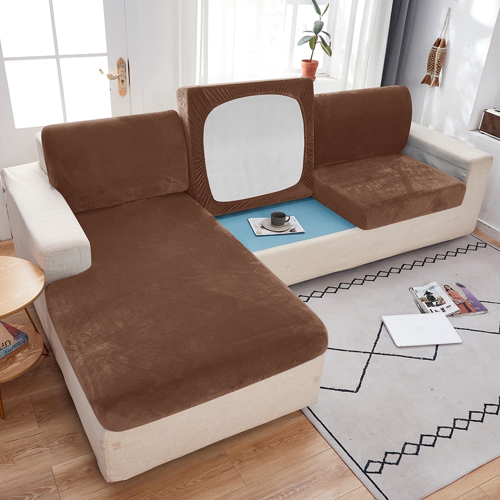 Premium Anti Slip Plush Sofa Cover Elastic Couch Protector for Living Room & Bedroom