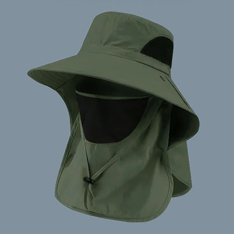 All Day Outdoor UV Protection Fishing Hiking Wide Brim Sun Hat With Neck Flap 9